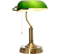 Bankers Table Lamp Glass Desk Light Bedroom Bedside Living Room Bronze Green