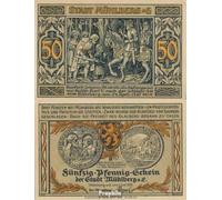 Banknote Mühlberg Notgeld: 903.1 A) 50 PF Notgeldschein the StAdt Mühlberg uncirculated 1921 50 Pfenning Mühlberg (money for collectors - no means of payment)