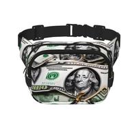 Banknote Patterns Square Double-Layer Waist Bag for Outdoor Activities Such as Sports, Travel, Hiking, Cycling