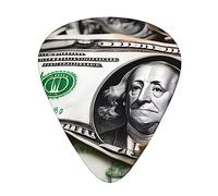 Banknote Patternsguitar Plectrums 12 Piece Set, 3 Thicknesses For Acoustic Guitar, Bass Guitar, Electric Guitar And More.
