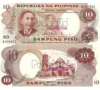 Banknote Philippines Pick-number: 144b uncirculated 1969 10 Piso (money for collectors - no means of payment)