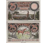 Banknote Winsen Notgeld the City Winsen uncirculated 1921 25 Pfennig (money for collectors - no means of payment) Horses/zebras