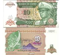 Banknote zairean zaire Pick-number: 49 uncirculated 1993 10 Makuta (NEW) Leopard (money for collectors - no means of payment) Cats/big cats (lions/tigers/leopards ...)