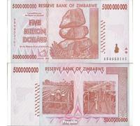 Banknote zimbabwe Pick-number: 84 uncirculated 2008 5 Billion Dollars (money for collectors - no means of payment) Cars/road traffic