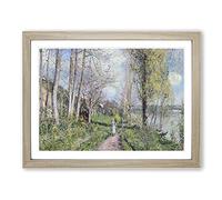 Banks Of The River Seine By Alfred Sisley Classic Painting Framed Print | A2 Oak Framed Wall Art | Ready to Hang | Classic Landscape Picture | Living Room Bedroom Lounge Office