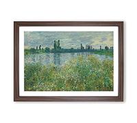 Banks of The Seine by Claude Monet Framed Print | A2 Walnut Framed Wall Art | Ready to Hang | Modern Historical Picture | Living Room Bedroom Lounge Office