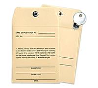 BankSupplies Manila Envelopes | 3W x 3.5H | Pack of 100| Safe Deposit Box Key Envelope | Standard Imprint | Sand Background | Permanent Lock Style | Small Shipping Envelopes