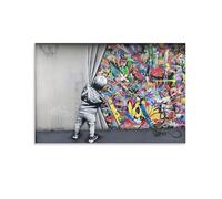 Banksy Abstract Paintings Girl with A Red Balloon, Man Throwing A Bouquet, Gorilla, Dog Walking, Child, Graffiti Watercolor Poster Canvas Wall Art Prints Photo Picture Painting Room Decor Home Decorat
