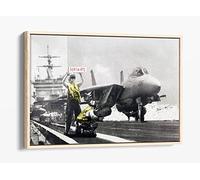 Banksy Applause Aircraft Graffiti Canvas Floater Frame Print Picture Art - Light Oak Frame 30 inch wide x 20 inch high