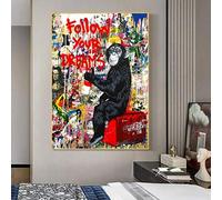 Banksy Art Follow Your Dreams Monkey Posters Graffiti Street Wall Art Posters And Prints Animals Pictures for Home Decor 70x90cm Frameless