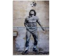 Banksy Art Maradona Picture Print, Diego Maradona Play Football Action Figure, Canvas Art Poster and Wall Art, Modern Football Star Artwork Decor, Frameless,70 × 90cm