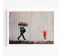 Banksy Art| Umbrella Man Rainbow Framed Poster Print Wall Art Image Home Decor Artworks Framed Poster Different Sizes and Colours