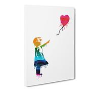 Banksy Balloon Girl Canvas Print | Gallery Wrapped 30mm Frame Wall Art | 24x16 inches | Ready to Hang | Modern People Picture | Living Room Bedroom Lounge Office