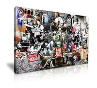 Banksy Balloon Girl Jesus Soldier Monkey CCTV Einstein Mona Lisa Collage Graffiti Canvas Wall Art Picture Print Best Gift For BANKSY Fans Modern Family Home Office Hotel Decoration (XL: 61cm X 91cm)
