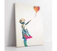 Banksy Balloon Girl Multi-Coloured Rainbow Colourful Street Art Canvas Wall Art Print Picture - 32 inch wide x 47 inch high (Frame Depth 30mm)