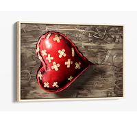 Banksy Balloon Heart Girl Canvas Floater Frame Print Picture Art - Light Oak Frame 36 inch wide x 24 inch high