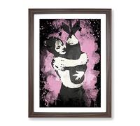 Banksy Bomb Love Wall Graffiti Art Modern Cb Framed Wall Art Print, Ready to Hang Picture for Living Room Bedroom Home Office Décor, Walnut A3 (34 x 46 cm)