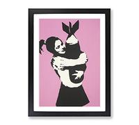Banksy Bomb Love Wall Graffiti Art Modern Framed Print | A4 Black Framed Wall Art | Ready to Hang | Eclectic Love Picture | Living Room Bedroom Lounge Office