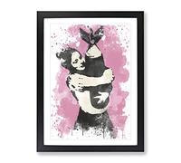 Banksy Bomb Love Wall Graffiti Art V3 Modern Framed Wall Art Print, Ready to Hang Picture for Living Room Bedroom Home Office Décor, Black A4 (34 x 25 cm)