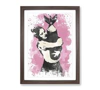 Banksy Bomb Love Wall Graffiti Art V3 Modern Framed Wall Art Print, Ready to Hang Picture for Living Room Bedroom Home Office Décor, Walnut A4 (34 x 25 cm)