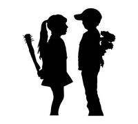 Banksy Boy and Girl | Wall art graffiti vinyl Sticker | Urban Art Window, Car, Laptop Decal (Large - 26x22cm)