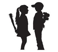 Banksy Boy and Girl | Wall art graffiti vinyl Sticker | Urban Art Window, Car, Laptop Decal (Small - 13x11cm)