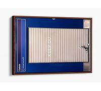 Banksy Brexit Rat Blue Grey Canvas Floater Frame Print Picture Art - Walnut Frame 36 inch wide x 24 inch high