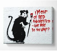 Banksy Canvas Art - 'I'm Out Of Bed And Dressed What More Do You Want' Rat Print, 20 x 32 Inches, Wall Art, Living Room Decor