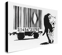 Banksy Canvas -Barcode Leopard - Wall Art Framed Print - Various Sizes (A3 16x12 inches)