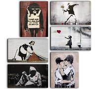 Banksy Canvas - Gallery Wall Art - Set of 6 Pictures XL - 185cm Wide