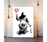 BANKSY CANVAS STREET WALL ART PRINT ARTWORK - LOVE OR MONEY (24in x 16in / 60cm x 40cm)