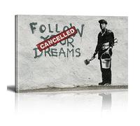 Banksy Canvas Wall Art Prints Follow Your Dreams Cancelled Graffiti Street Wall Poster Abstract Paintings Prints for Living Room Home Wall Decor Artwork 40 x 30cm (16 x 12 inch) Framed