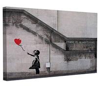 Banksy Canvas Wall Art There is Always Hope Street Graffiti Art Canvas Prints for Living Room Bedroom Home Decorations Modern Stretched Framed Giclee Artwork 20x30cm(7.9x11.8inch)
