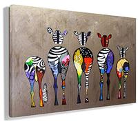 Banksy Canvas Wall Art Zebra Herd Colourful Rears Street Graffiti Art Canvas Prints for Living Room Bedroom Home Decorations Modern Stretched Framed Artwork 70x120cm(27.6x47.2inch)
