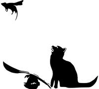 Banksy Cat and Mouse Famous Super-mouse Decal Humorous Fridge Kitchen Sticker / Wall Sticker Art Removable Transfer Sticker (20cm x 45cm size of cat / 8" x 18")