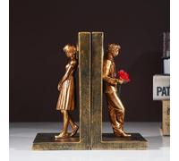 Banksy Couple Creative Bookends, Bookend Heavy Duty Bookends Vintage for Study, Living Room and Office, Scandinavian Light Luxury Bookcase Decoration, Desktop Storage (Gold)