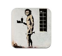 Banksy Cro Magnon Fast Food Graffiti Street Art Cork Coaster - 1 Unit (95 x 95 mm)