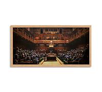 Banksy Devolved Parliament Graffiti Brexit Painting Framed Wall Art Print Long 25X12 Inch