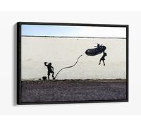 Banksy Dinghy Graffiti Close-up Canvas Floater Frame Print Picture Art - Black Frame 36 inch wide x 24 inch high