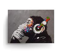 Banksy Dj Monkey Headphones Art Graffiti Work Print - Wall Print Chimp Thinker Colorful - Thinking Artwork Poster Room Street Decor Posters