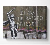 Banksy Draw The Raised Bridge Canvas Print Wall Art - Canvas Art Small 14 x 20 Inches