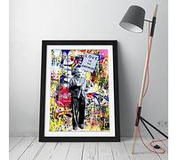 Banksy Einstein Love Is Answer Framed Wall Art Picture Print - A1 - Black Frame
