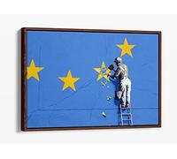 Banksy - Europe Brexit Canvas Floater Frame Print Picture Art - Walnut Frame 30 inch wide x 20 inch high