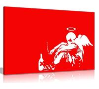 Banksy Fallen Angel Graffiti Canvas Wall Art Picture Print Home Decor Red 76x51 cm (30x20in)
