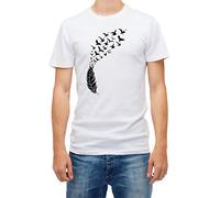 Banksy Feathers and Birds Short Sleeve White Men's t Shirt (XL)