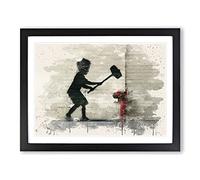 Banksy Fire Hydrant Graffiti Wall Art Modern FC Framed Print | A2 Black Framed Wall Art | Ready to Hang | Eclectic Nature Picture | Living Room Bedroom Lounge Office