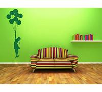 Banksy Floating Balloons Girl Wall Sticker Vinyl Transfer Modern Wall Decal Yellow Large 132cm x 42cm
