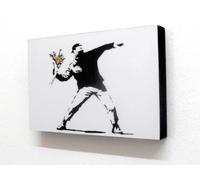 Banksy Flower Thrower Graffiti 6" X 4" Block Mounted Print (postcard size)