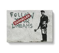 Banksy Follow Your Dreams Graffiti Wall Art Modern Canvas Wall Art Print Ready to Hang, Framed Picture for Living Room Bedroom Home Office Décor, 76x50 cm (30x20 Inch)