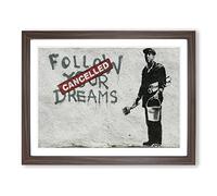Banksy Follow Your Dreams Graffiti Wall Art Modern Framed Print | A4 Walnut Framed Wall Art | Ready to Hang | Eclectic Nature Picture | Living Room Bedroom Lounge Office